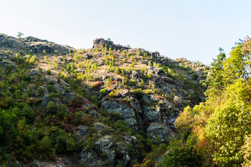Fototapeta na wymiar Almajului mountains, Banat, mountain landscape, water mills area. Rudaria, Eftimie Murgu, Romania.