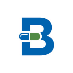 Letter B Pill or Capsule Logo Design. Initial Geometric Medicine Vector Graphic. 