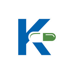 Letter K Pill or Capsule Logo Design. Initial Geometric Medicine Vector Graphic. 