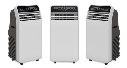 Portable Air Conditioner side and front view, 3D rendering