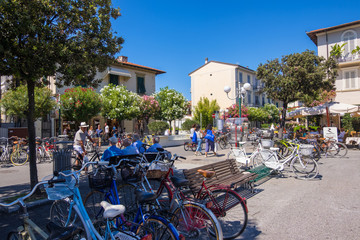 Piazza Garibaldi square in the historic centre of Forte dei Marmi, Province of Lucca, Italy