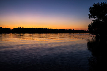 Obraz na płótnie Canvas Sunset, dusk in Danube Delta
