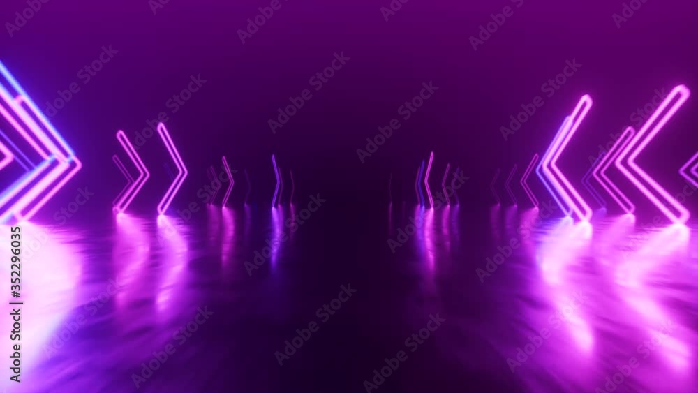Aufkleber fast flight in space with the direction of movement of the neon arrows. abstract laser background. s