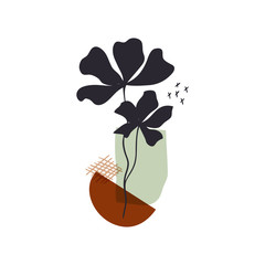 Abstract floral art vector leaves background. Hand draw leaves