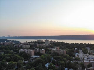 Obraz premium aerial photography urban new your dusk manhattan