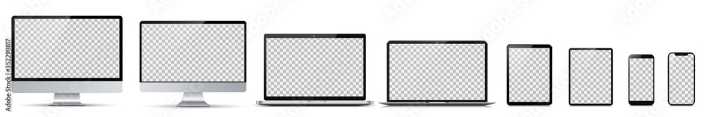 Aufkleber Set technology devices with empty display - for stock vector