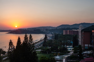 Naklejka premium hot Turkey, cityscape of the resort at sunset