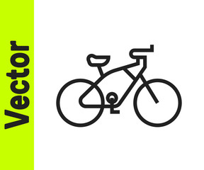 Black line Bicycle icon isolated on white background. Bike race. Extreme sport. Sport equipment. Vector