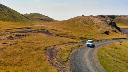 Fototapeta premium Aerial view of beautiful Iceland countryside in summer