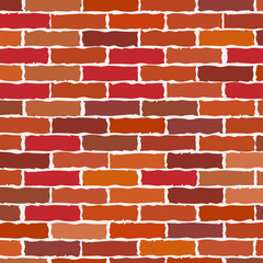 Obraz premium Cartoon red brick wall texture or background with stains for text. vector illustration