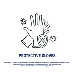 Vector graphic. Line, outline design icon. Gloves for cleaning and washing dishes. Hand protection. Editable Stroke. Symbol, sign.