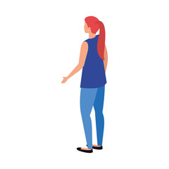 Fototapeta premium back view of young woman on white background vector illustration design