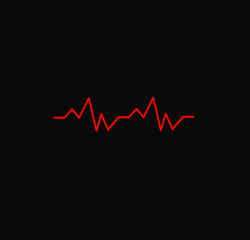 cardiography diagram on black background, heartbeat icon