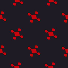 Seamless pattern vector illustration, red ornament on black background. Seamless texture, web, clothing, print