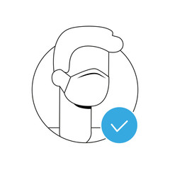 Man with mask icon in trendy flat style isolated on white background. Symbol for your web site design, logo, app, UI. Vector illustration, EPS