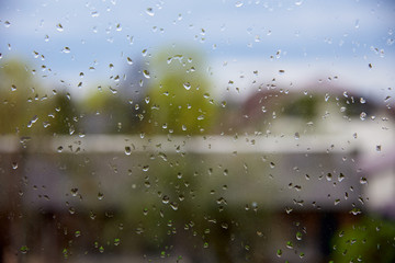 Raindrops on the windowpane as a backdrop.