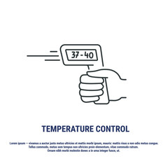 Vector graphic. Line, linear, outline design icon on a white background. Infrared thermometer. Laser thermometer. Temperature control. Non-contact temperature measurement. Symbol, sign.