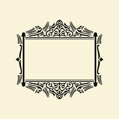 black elegant rectangle monogram frame template design on cream background