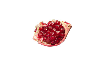 Slice ripe pomegranate isolate white background