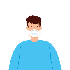 man using protective surgical mask for covid 19 prevention vector illustration design