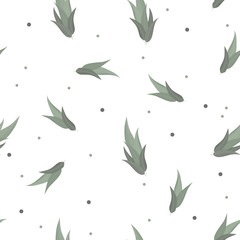 Abstract seamless pattern with tropical leaves. Vector template.