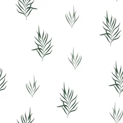 Foto op Plexiglas Aquarel bladerprint Abstracte naadloze patroon met tropische bladeren. Vector sjabloon.