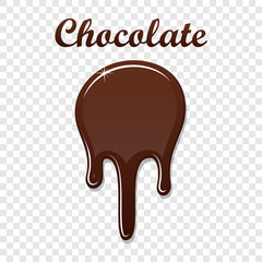 Chocolate drip splash. Liquid blot isolated white transparent background. Melt dessert spot. 3D realistic design stain element. Food decoration. Milk, dark chocolate splashing. Vector illustration
