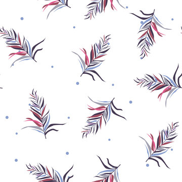 Abstract seamless pattern with tropical leaves. Vector template.