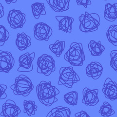 Seamless pattern with fantasy rose ornament. Hand drawn. On blue background. Good for fabric, textile, wrapping paper, wallpaper, baby room, kitchen, packaging, paper, print, etc.