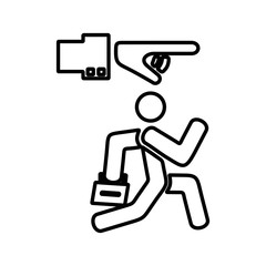 Illustration of employee kicked out of company. Boss firing worker sign. Layoff symbol for modern business concept and web, mobile design.
