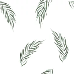 Behang Aquarel bladerprint Abstracte naadloze patroon met tropische bladeren. Vector sjabloon.