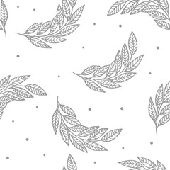 Abstract seamless pattern with tropical leaves. Vector template.
