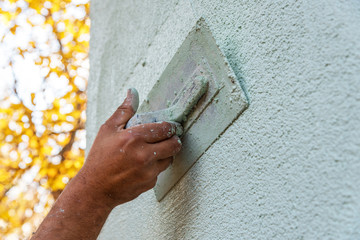 Application Of Facade Plaster.