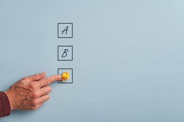 Conceptual image of business plans and options