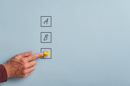 Conceptual image of business plans and options