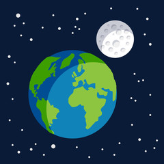 Earth planet earth globe with its moon satellite with craters spinning around it © Gorka Vega Barbero