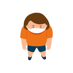 view aerial of woman using medical protective mask against covid 19 vector illustration design