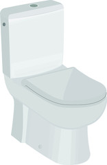 beautiful ceramic toilet bowl vector with cistern and closed lid