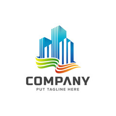 real estate tower building logo template for company