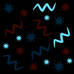 Abstract pattern with stars and curving lines