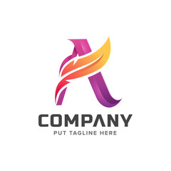 Creative colorful letter A initial logo template for company
