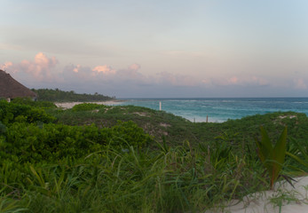 Fototapeta premium Beautiful beach scene at Xcacel Mexico, Mayan Riviera