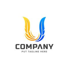 Creative feather law logo template for company