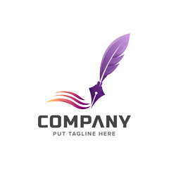 Creative feather law logo template for company