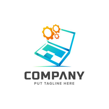 colorful technology computer logo template for company
