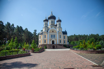 Monastery of St. Anastasia in the city of Jitomir against the blue sky