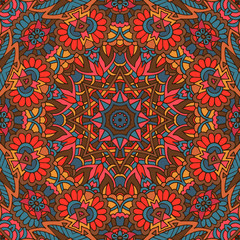 Colorful Tribal Ethnic Festive Abstract Floral Vector Pattern