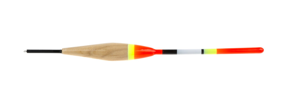 Wooden fishing bobber on a white background, isolated.