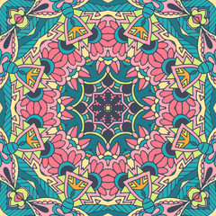 Indian floral paisley medallion pattern. Ethnic Flower Mandala ornament.