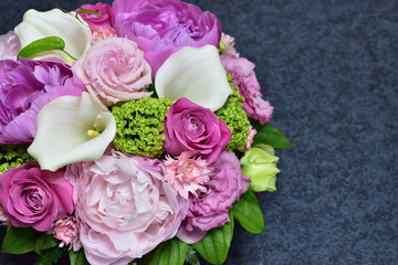 Fototapeta na wymiar Image of Peony and rose flower arrangement